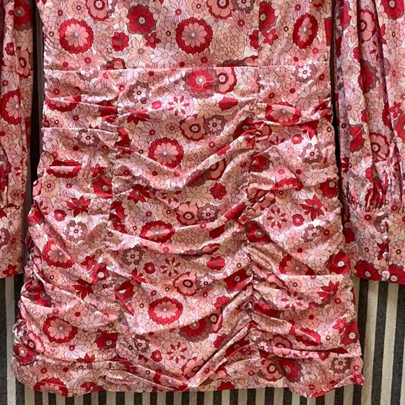 NWT Glamorous Pink Red blush Floral print Cotton Dress mini *runs small 4 6 8 - Picture 4 of 12